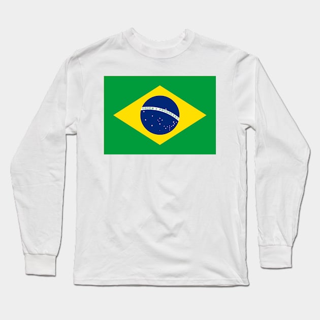 Flag of Brazil Long Sleeve T-Shirt by Bravuramedia